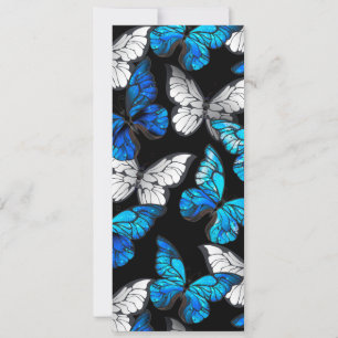 Faire-part Motif sans couture foncé avec papillons bleus Morp