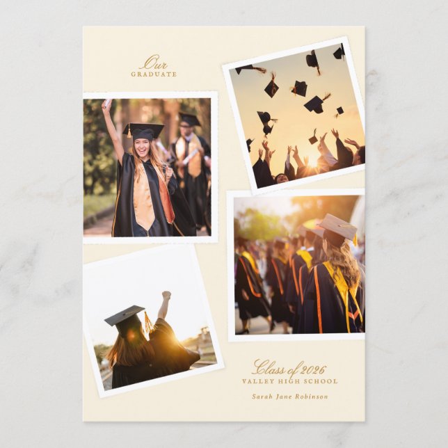Faire-part multi 4 photo frame graduation high school (Devant)