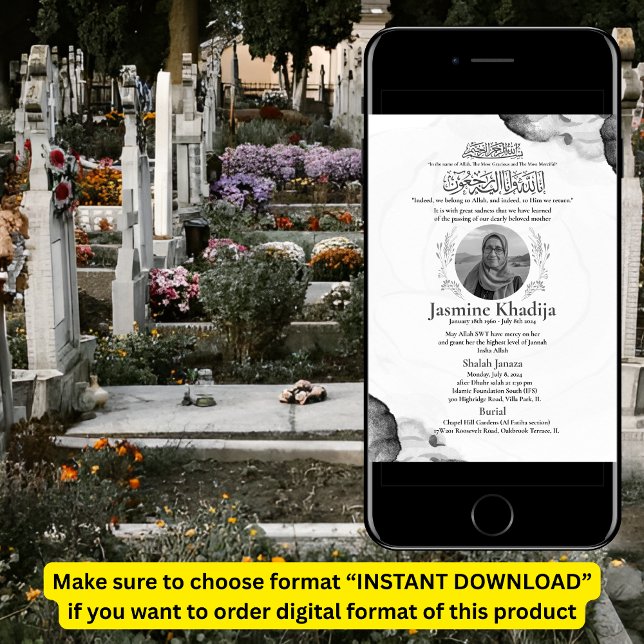 Faire-part musulmane de la mort Femme Janaza Prièr (Créateur téléchargé)