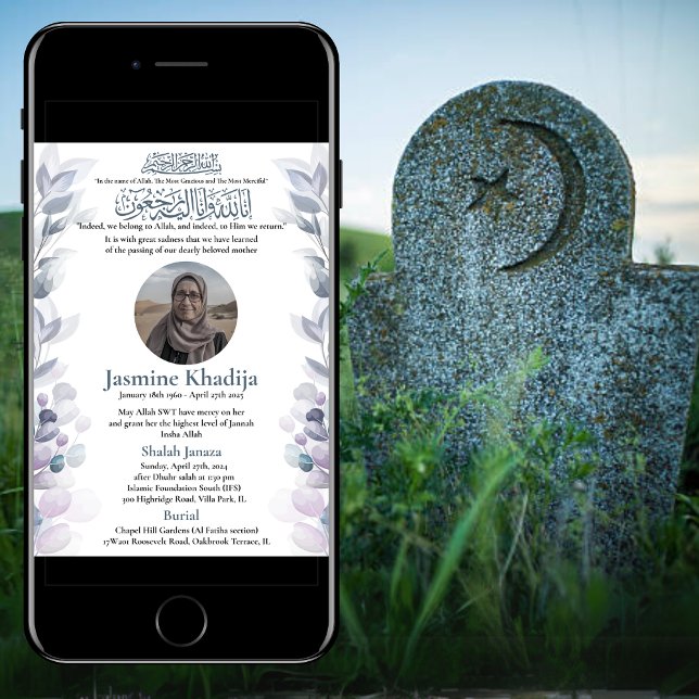 Faire-part musulmane de la mort Femme Janaza Prièr (Créateur téléchargé)