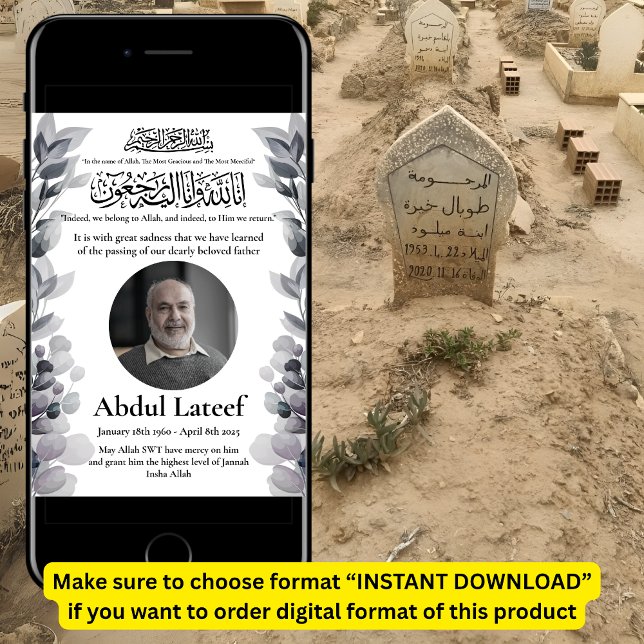 Faire-part musulmane de la mort Homme Janaza Prièr (Créateur téléchargé)