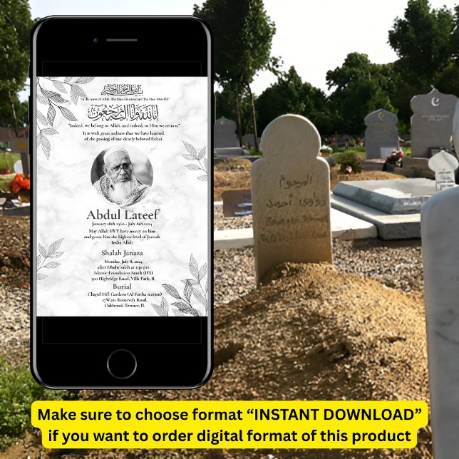 Faire-part musulmane de la mort Homme Janaza Prièr (Créateur téléchargé)