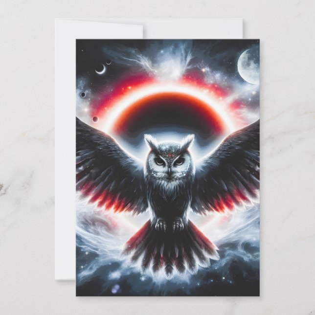 Faire-part Mystical Cosmic Celestial Owl (Devant)
