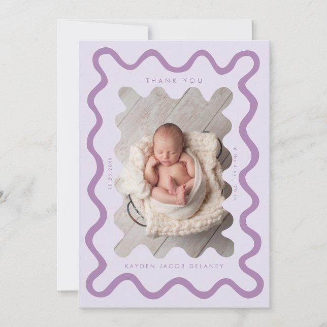 Faire-part Naissance au lilas dessinée à la main (Devant)