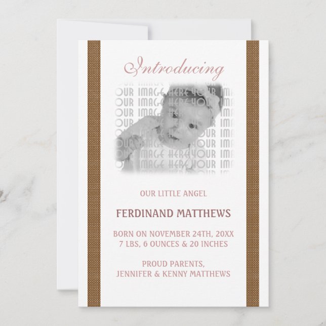 Faire-part Naissance de bébé Brown foncée (Devant)