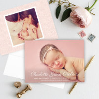 Naissance de Bébé Fille Photo Blush Écriture Blanc