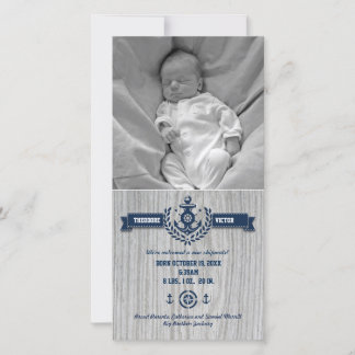 Faire-part Naissance de bébé nautique rustique