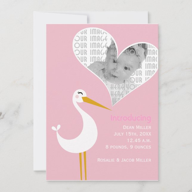 Faire-part Naissance de cigogne (Devant)