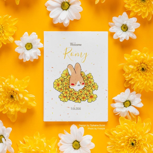 Faire-part naissance lapin fleur (Créateur téléchargé)