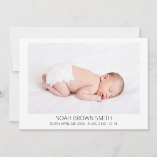 Faire-part Naissance minimale d'une photo de bébé