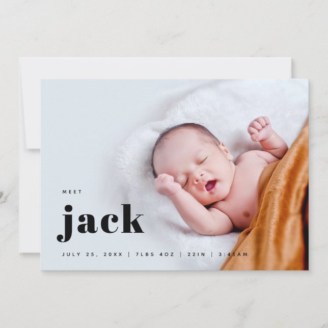 Faire-part Naissance moderne de bébé gras (Devant)
