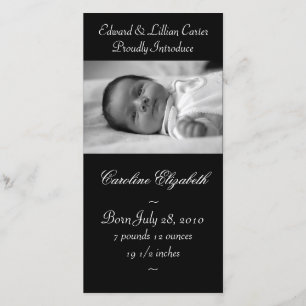 Faire-part Naissance noire et blanche élégante Annoucement de