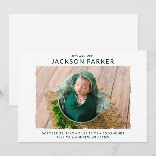 Faire-part Naissance photo moderne (Devant / Derrière)