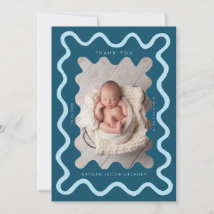 Faire-part Naissance Teal Ligne Dessinée à la Main