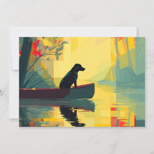 Faire-part Nature Minimaliste Canot Labrador Noir