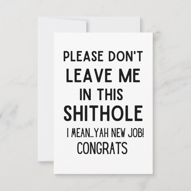 Faire-part ne me laissez pas... Travailleur amusant qui part (Devant)