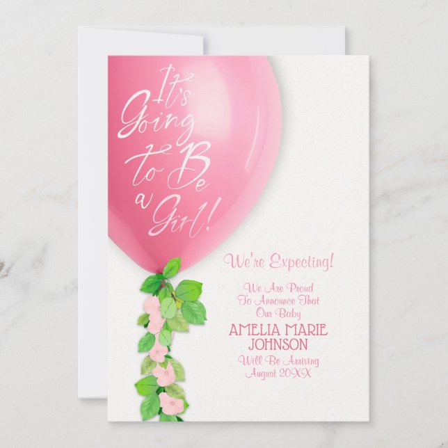 Faire-part New Baby Girl Announcement Card (Devant)
