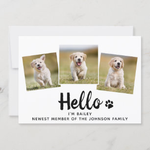 Faire-part New Pet Photo Collage Hello Puppy Chien