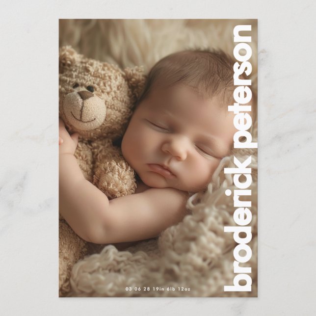 Faire-part Newborn Simple Modern Photo Birth (Devant)