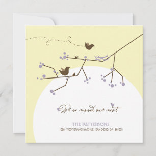 Faire-part Nid pourpre de famille d'oiseau le nouveau sur le