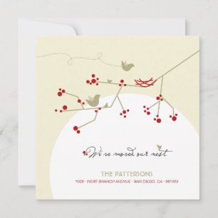 Faire-part Nid rouge de famille d'oiseau le nouveau sur le