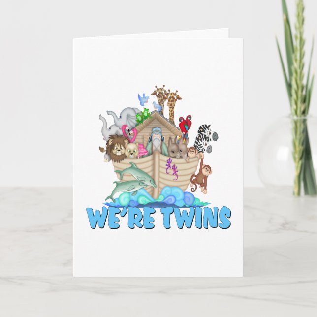 Faire-part Noah's Ark Nous sommes des jumeaux (Devant)