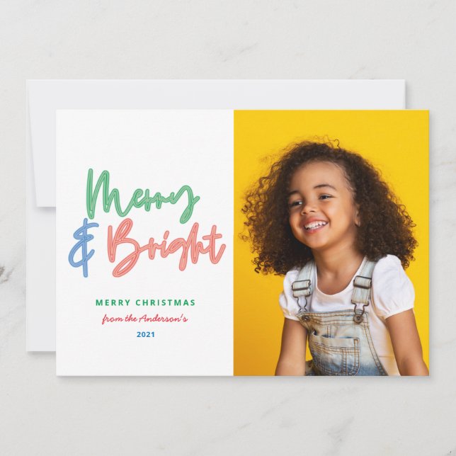 Faire-part Noël multi photo brillant moderne coloré néon (Devant)