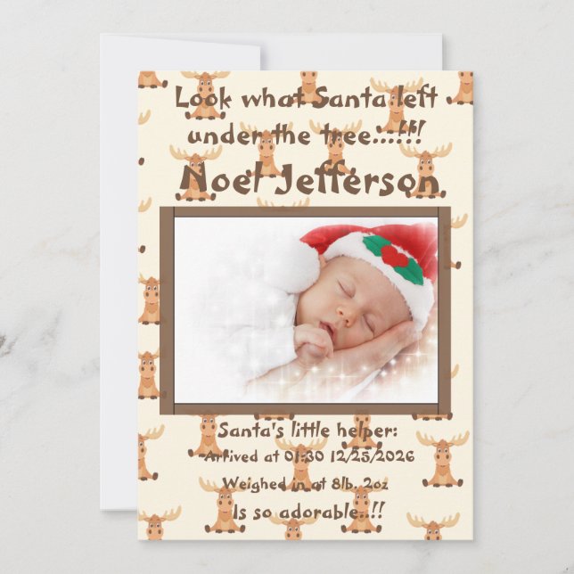 Faire-part Noël Neutre Genre Nouveau Arrivée (Devant)