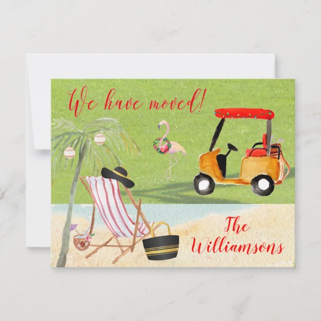 Faire-part Noël Nous avons déménagé Ocean Beach Budget (Devant)