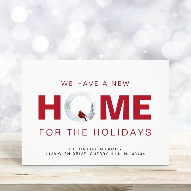Faire-part Noël Nouveau Accueil Cardinal Rouge Vacances Démén (Créateur téléchargé)