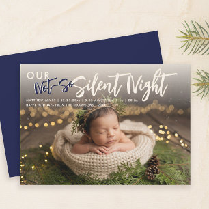 Faire-part Noël Pas Silencieux Nuit Marine Amusante Bébé Phot