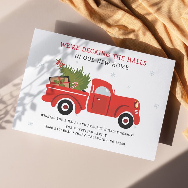 Faire-part Noël Vacances Famille Déménagement (Decking The Halls Christmas Moving Announcement)