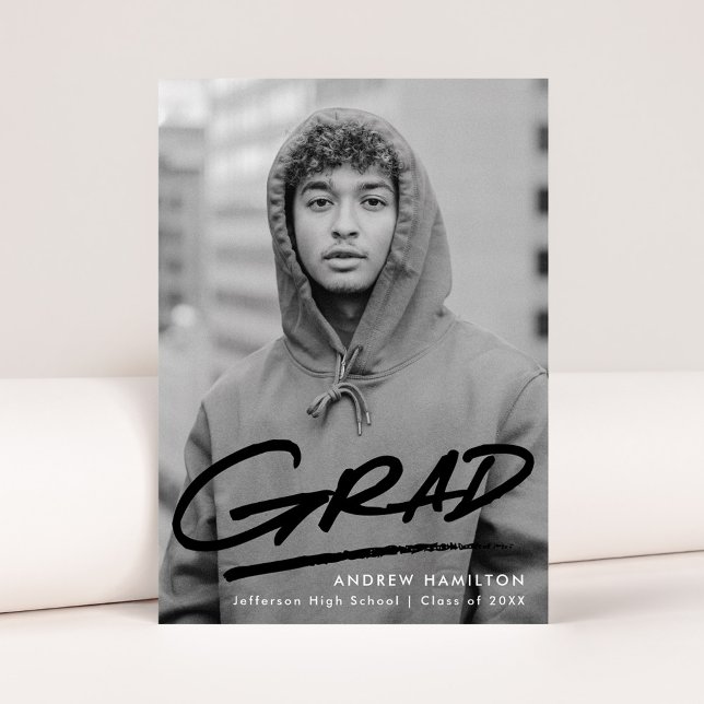 Faire-part Noir | Diplôme photo moderne pointillé (Créateur téléchargé)