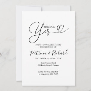Faire-part Noir Et Blanc Elle A Dit Oui Partie Engagement