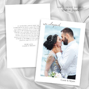 Faire-part Noir et blanc Nous avons élopé minimal Mariage mod