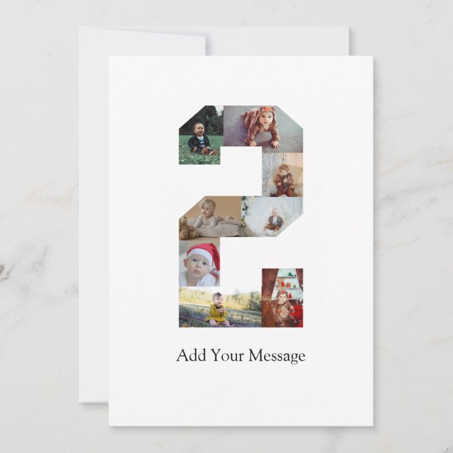 Faire-part Noir et blanc Numéro 2 Photo Collage (Devant)