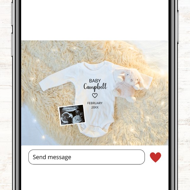 Faire-part Nom bébé mignon Ultrasound Digital Photo Grossesse (photo pregnancy announcement ultrasound sonogram baby due date)