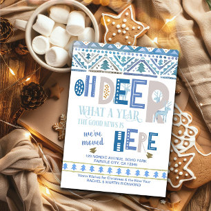 Faire-part Nordique Fairisle et Deer Typography Holiday Movin