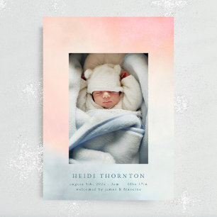 Faire-part notre arc-en-ciel photo frontière bébé naissance b