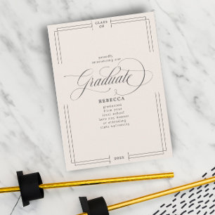 Faire-part Notre Diplômé Classique Script Peach Grey Graduati