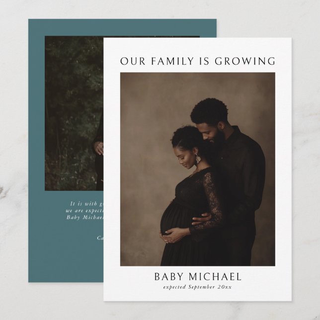 Faire-part Notre Famille Grandit Moderne 2 Photo Grossesse (Devant / Derrière)