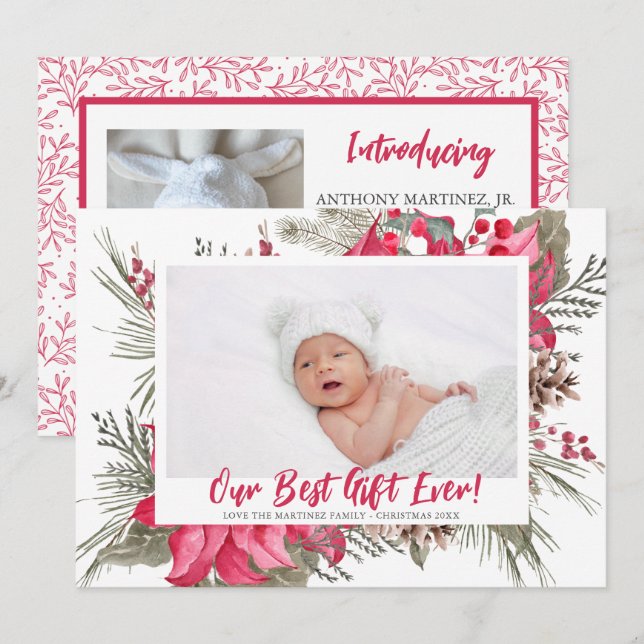 Faire-part Notre Meilleur Cadeau Naissance de bébé Ever (Devant / Derrière)