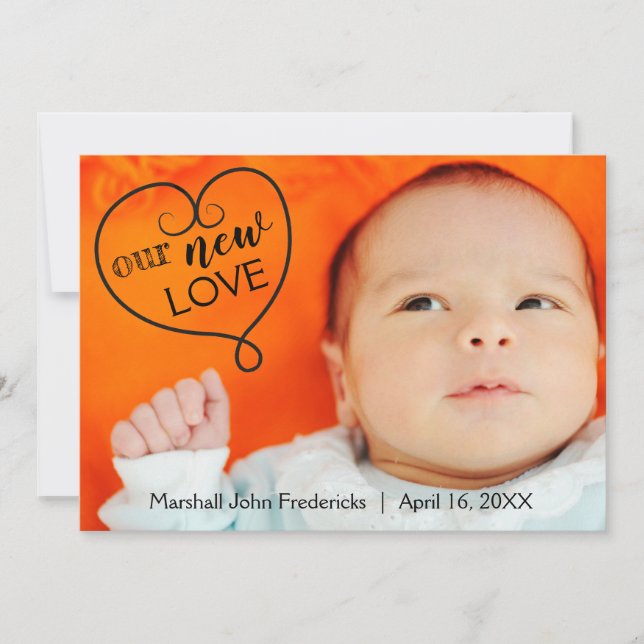 Faire-part Notre Nouvel Amour - Annonce de Naissance (Devant)