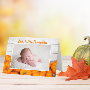 Faire-part Notre petit citrouille photo de nouveau-né pour Th