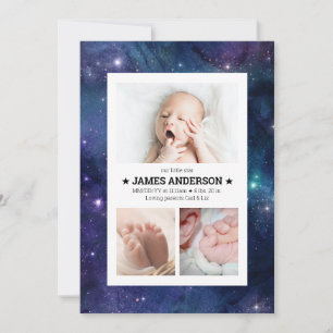 Faire-part Notre petite étoile Aquarelle Galaxie naissance