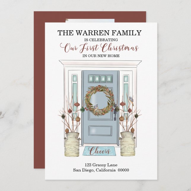 Faire-part Notre premier Noël - Nouvelle Maison - Photo de po (Devant / Derrière)