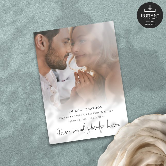 Faire-part Notre route commence ici Fiançailles photo (Créateur téléchargé)