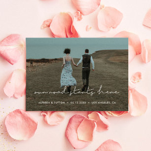 Faire-part Notre route commence ici Photo minimaliste moderne