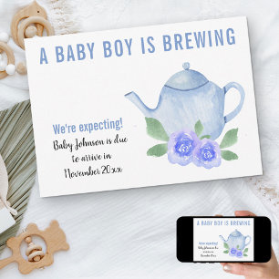 Faire-part Nous attendons un bébé garçon qui se prépare