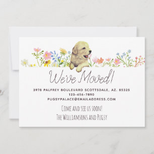 Faire-part Nous avons bougé ! Golden Retriever Puppy Faire-pa